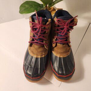 GH Bass & Co. Brown, Black, Red Laced Duck Rain Boots Women's Size 6